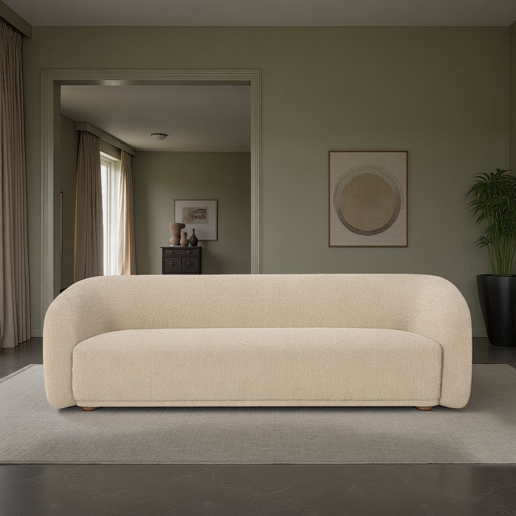 Penelope 90" Sofa, Natural Boucle