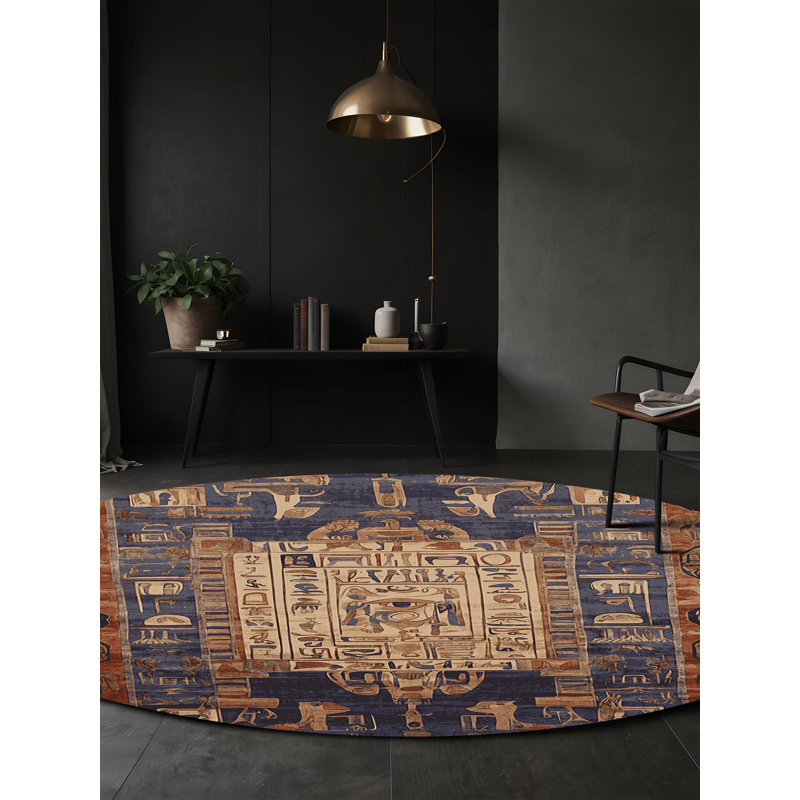 Machine Washable Brown Area Rug, Round 8'