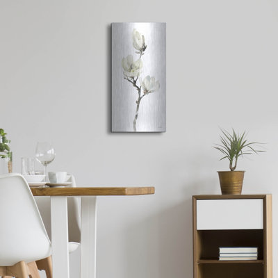 'White Magnolia 1' by Katrina Pete Metal Wall Art, 12" x 24"
