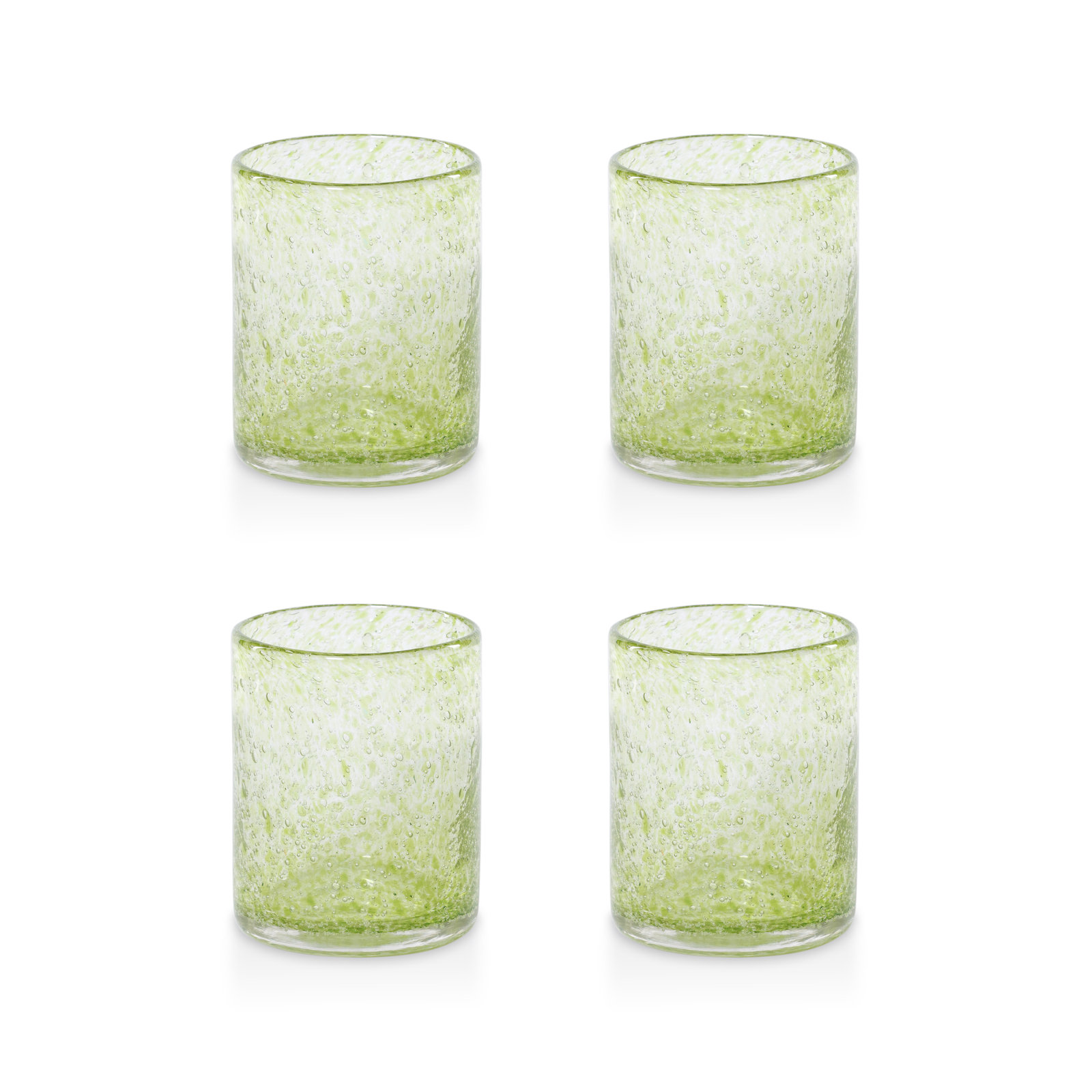 Antibes Bubble Glass Tumblers, Set of 4, Green