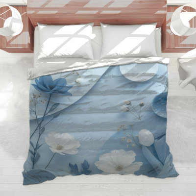 Édredon bleu à motif floral