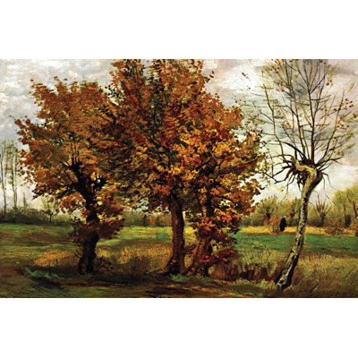 Autumn Landscape with Four Trees by Vincent Van Gogh - Wrapped Canvas Print