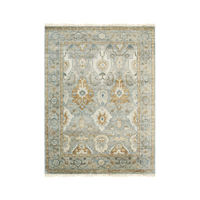 Green Hand Knotted Wool Area Rug