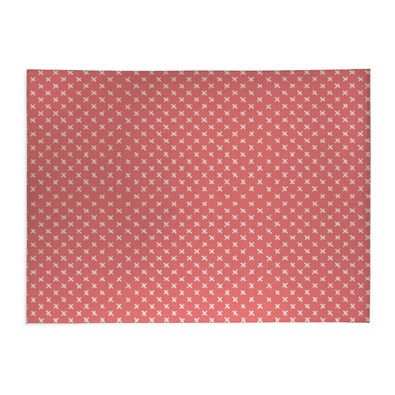 Tapis de cuisine à profil bas Criss Cross, Rectangle 5 pi x 7 pi, Vieux rose