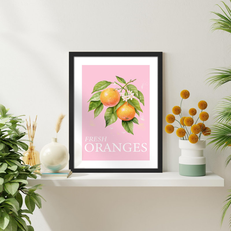 «Kitchen Print Oranges On Tree Branch» sur papier, Noir, H 14 po x l 11 po