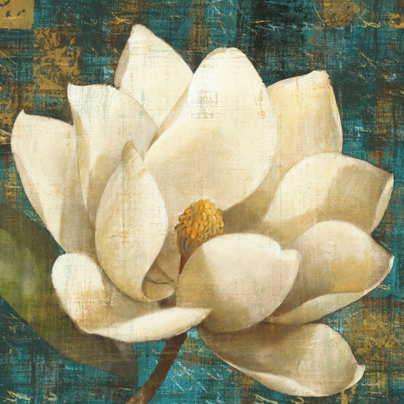 Fleur de magnolia turquoise, H 30 po x l 30 po x P 1,25 po