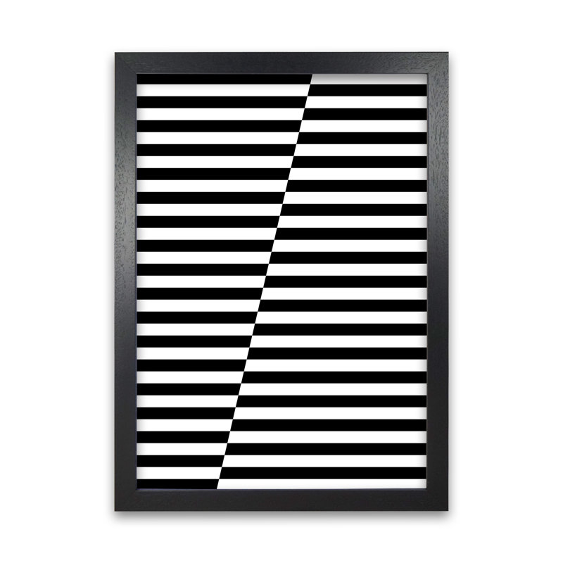 Black And White Stripe ALT - Print, Black Frame, 42cm H x 30cm W x 3cm D