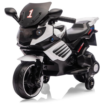 6V Kids Ride On Motorcycle w/Training Wheels, Electric Bike Toy w/Headlight, Horn & Music, Gift for Ages 3-6