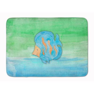 Tapis pour salle de bain en mousse à mémoire de mer aquarelle