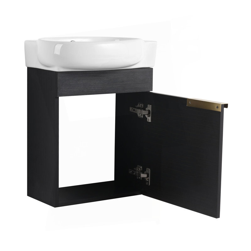 Meuble-lavabo à fermeture en douceur avec lavabo, 16 pouces pour petite salle de bain