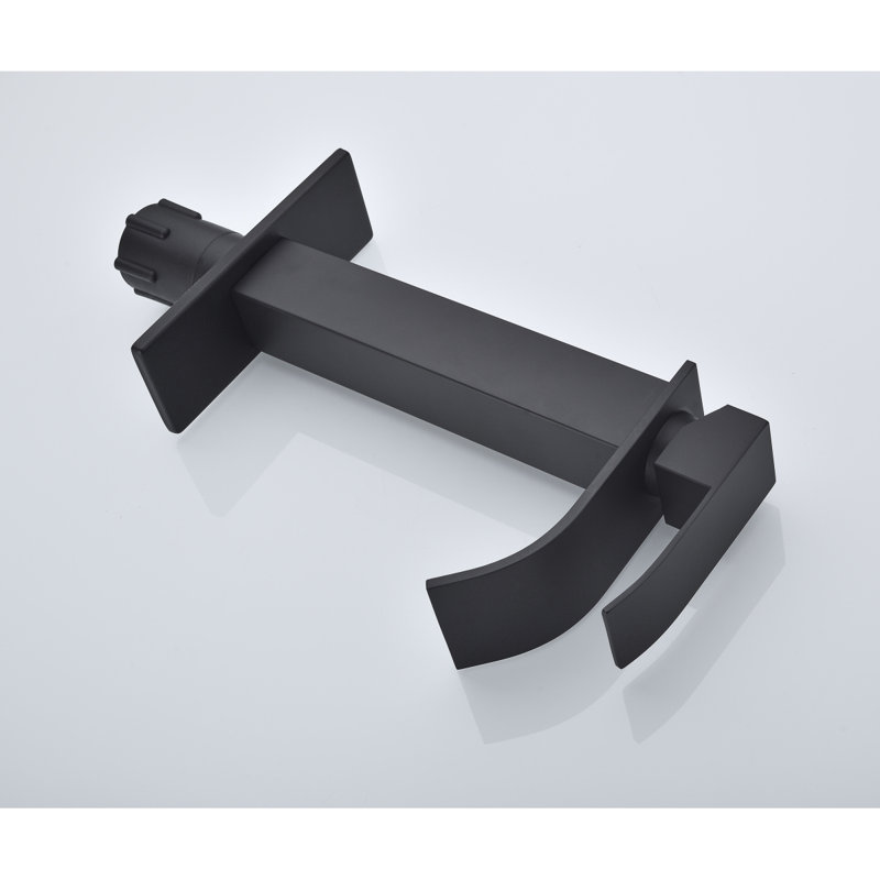 Waterfall Spout Bathroom Sink Single Handle Faucet With Pop-Up Drain (No Overflow), Matte Black