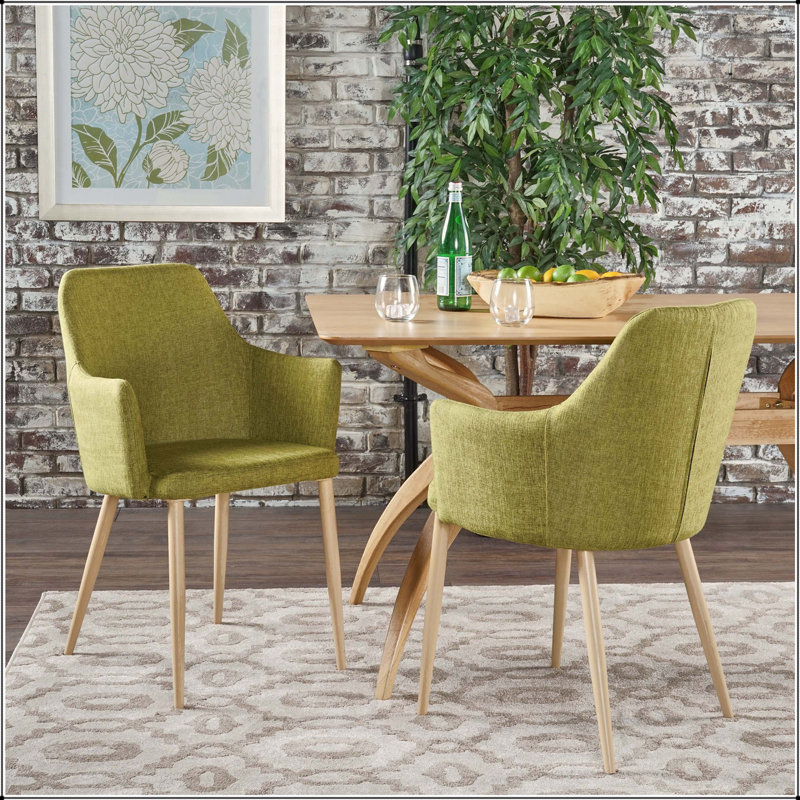 Fauteuil Mid-Century moderne rembourré - vert, ensemble de 2, Green, Green