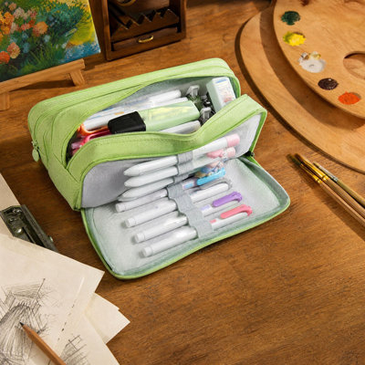 Oxford clo th pencil ca se Large Capacity Multi-layer Pencil Case Solid Color Pencil Case