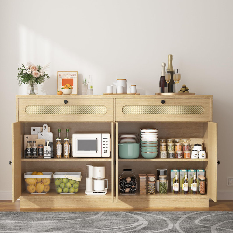 Buffet Cabinet with Storage Sideboard Buffet Cabinet, 4-Door 2-Drawer Dining Sideboard, Elegant and Durable Storage Solution for Home
