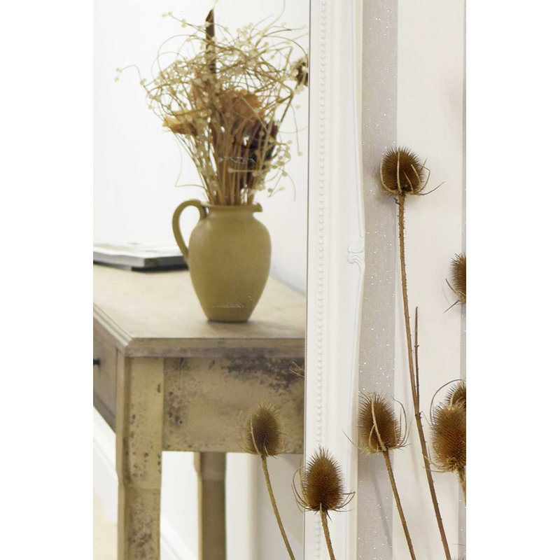 Alexandro Wood Flat Mirror, 122cm H x 41cm W, White