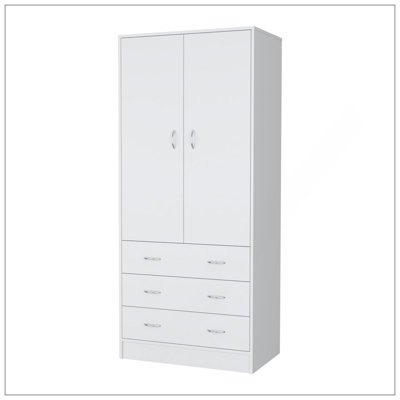 Armoire Prescott, avec 2 portes, 3 tiroirs et 1 tringle