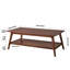 Table basse rectangulaire en bois massif avec tablette de rangement inférieure, idéale pour le salon, la maison, un appartement ou un bureau.