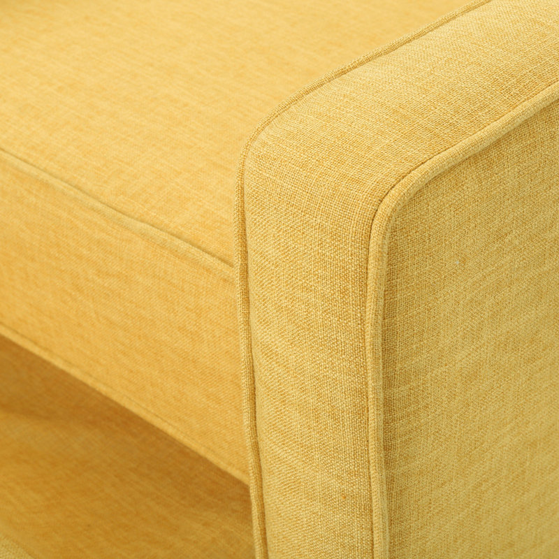 Fauteuil inclinable manuel capitonné à boutons, Polyester jaune atténué