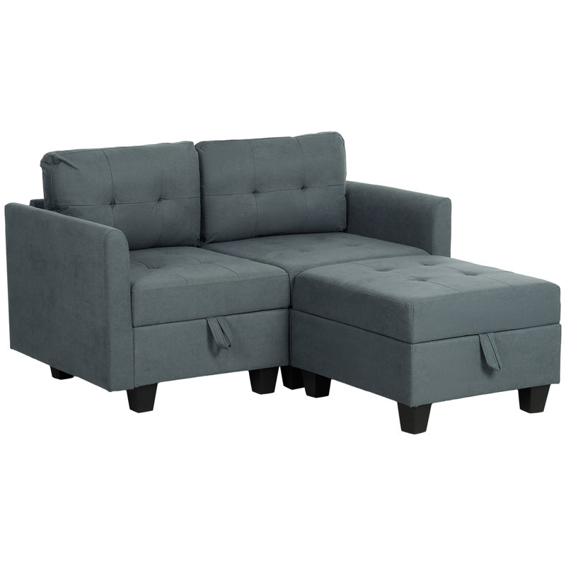 Semmie 2 Seater Sofa & Chaise, Grey
