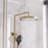 Round Rainfall Shower System, 10" Head, 3-Function Handheld, High Pressure, Anti-Limescale, Brushed Gold-125033881