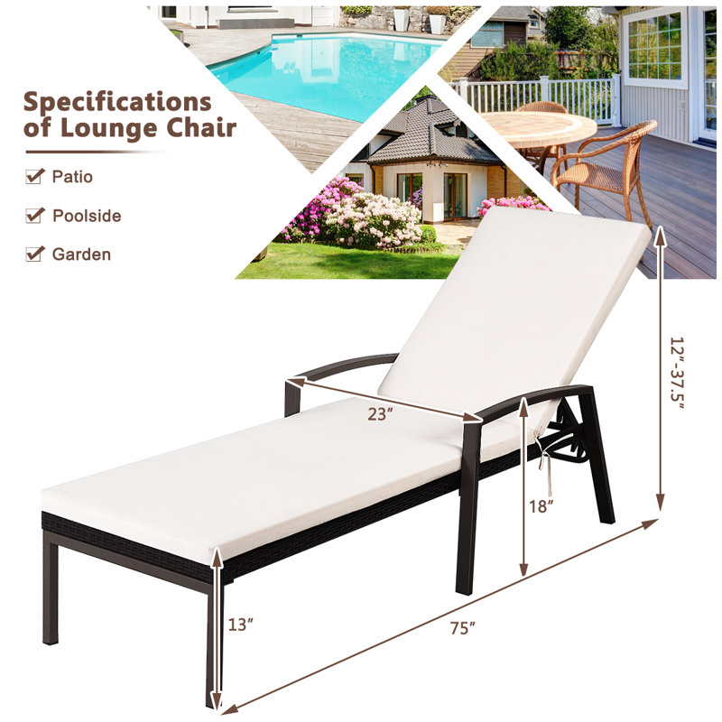 Chaise longue d'extérieur en métal Kestrel, Blanc