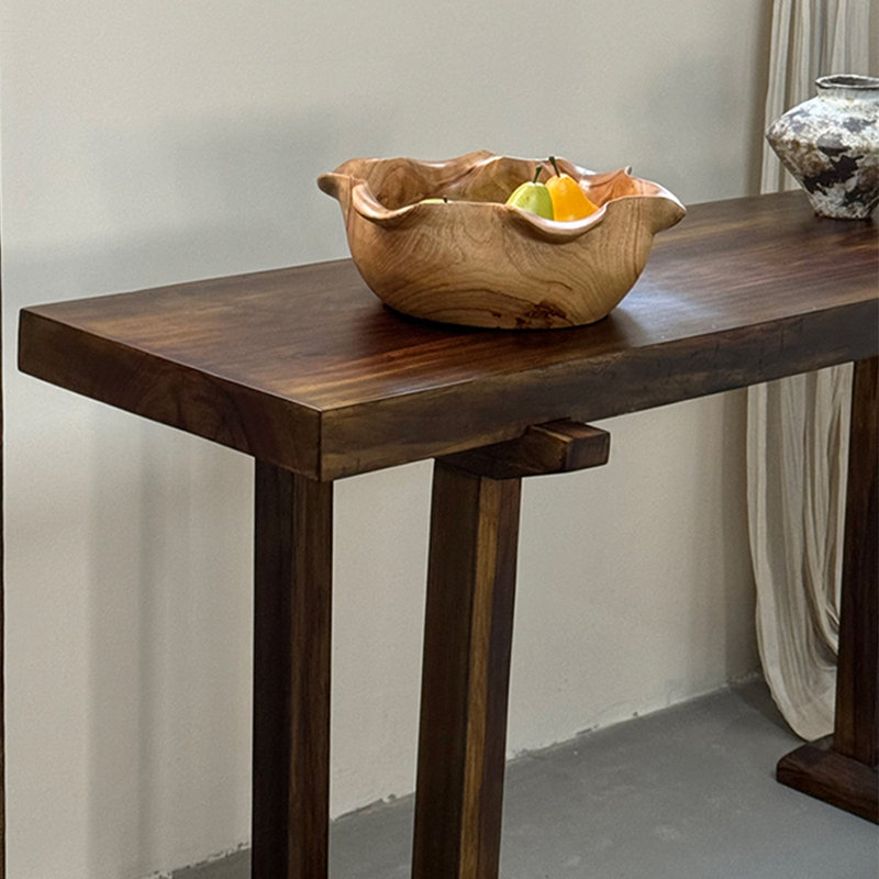 Console en bois de camphre de style Wabi-Sabi