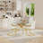 Lyne 6 - Person Glass Top Pedestal Dining Set-985355883