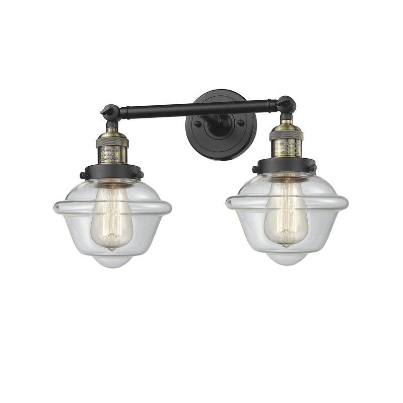 Gebhart 2 - Light Dimmable Vanity Light, 6 Watt Vinage LED Bulb, Clear, Black Antique Brass