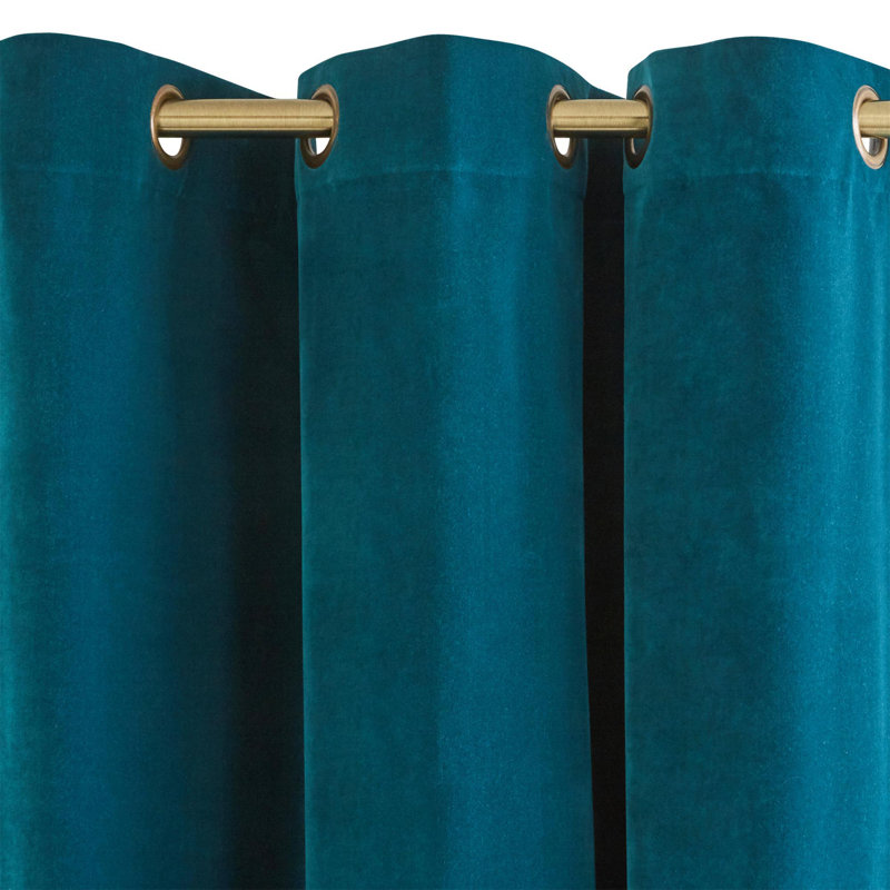 Room Darkening Single Curtain Panel, Deep Turquoise, 137 W x 350 D cm