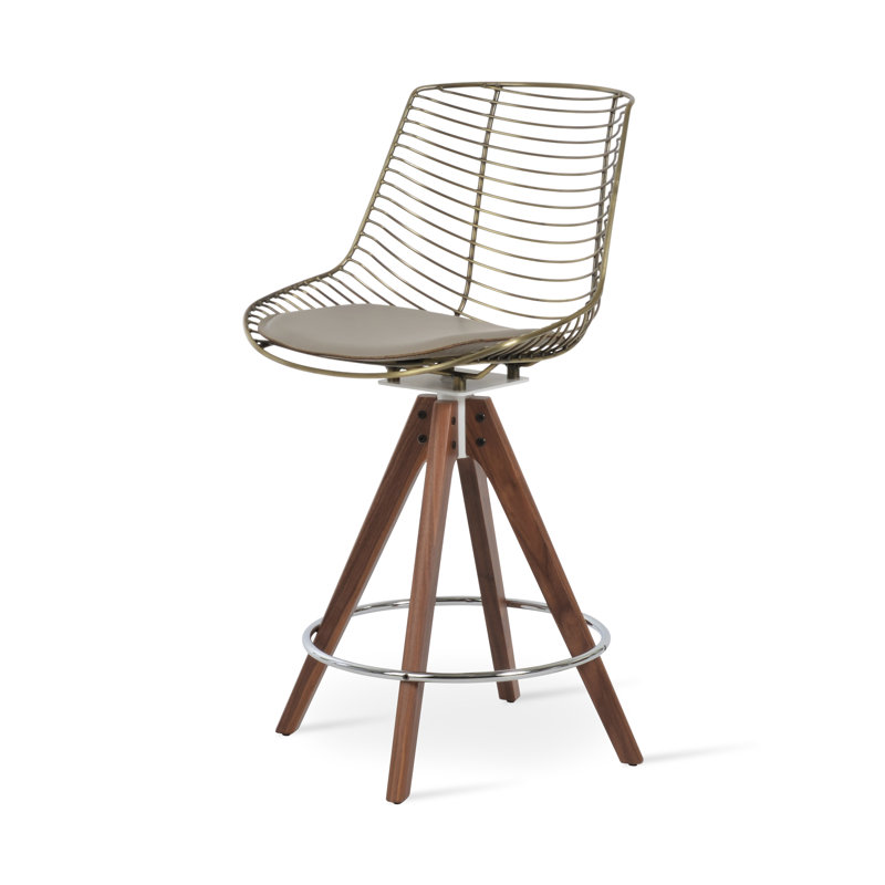 Tiger  Pyramid Counter Stool, Gray/Gold, Counter Stool (25.5" Seat Height)