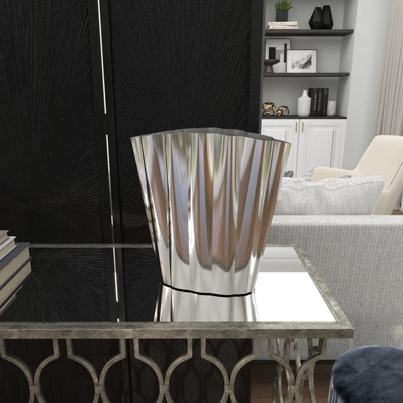 Vase de table en acier inoxydable Giule, H 14,9 po x l 14,2 po x P 5 po
