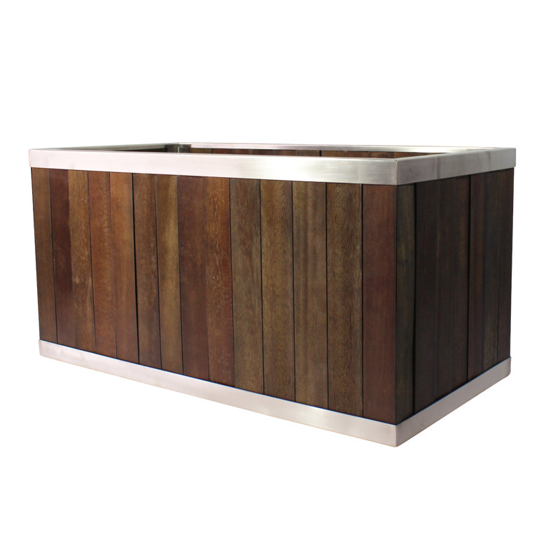 Boîte à fleurs rectangulaire eucalyptus, Marron foncé, H 10 po x l 10 po x P 20 po