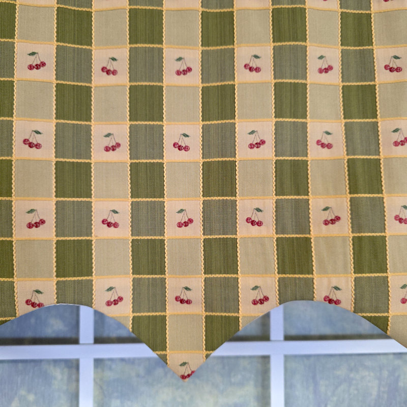 RLF Home Cherry Squares Regal Valance, Green