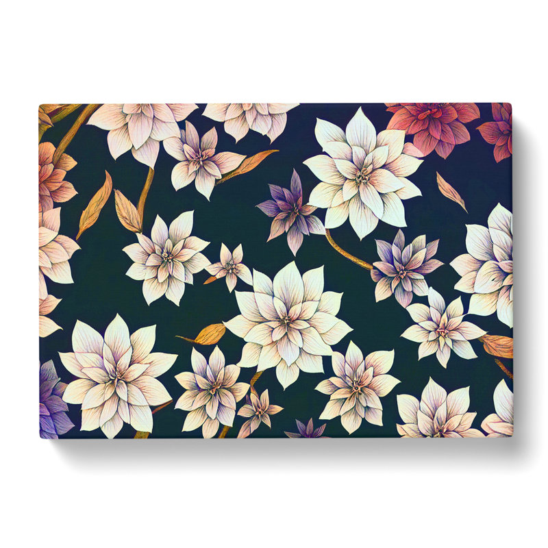 Head Turning Vintage Flowers - Wrapped Canvas Print, 35cm H x 50cm W x 3cm D