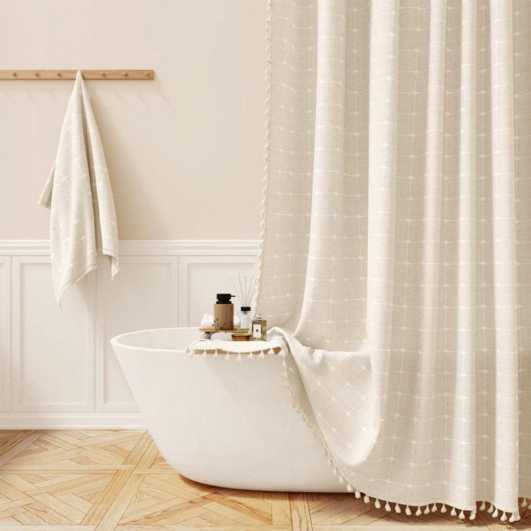 Suna Linen Shower Curtain with Hooks Included