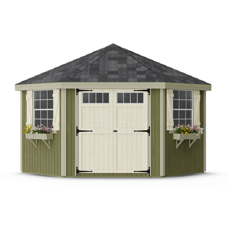 Colonial Five Corner Outdoor Wood Storage Shed, No