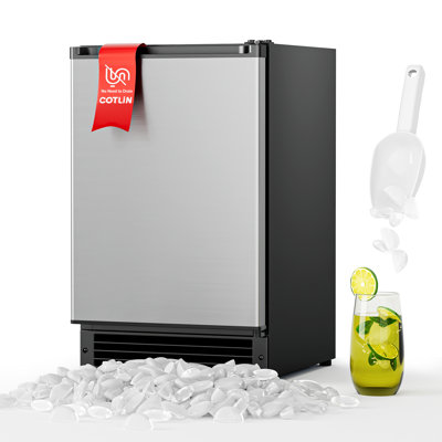 Machine à glaçons encastrée sans drain Cotlin ， 15 lb / jour en acier inoxydable avec bac de rangement de 12 lb - idéale pour la maison et le bureau