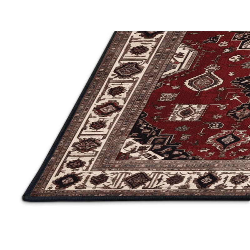 Tapis persan noir lavable à la machine, Tapis de couloir 2 pi x 4 pi