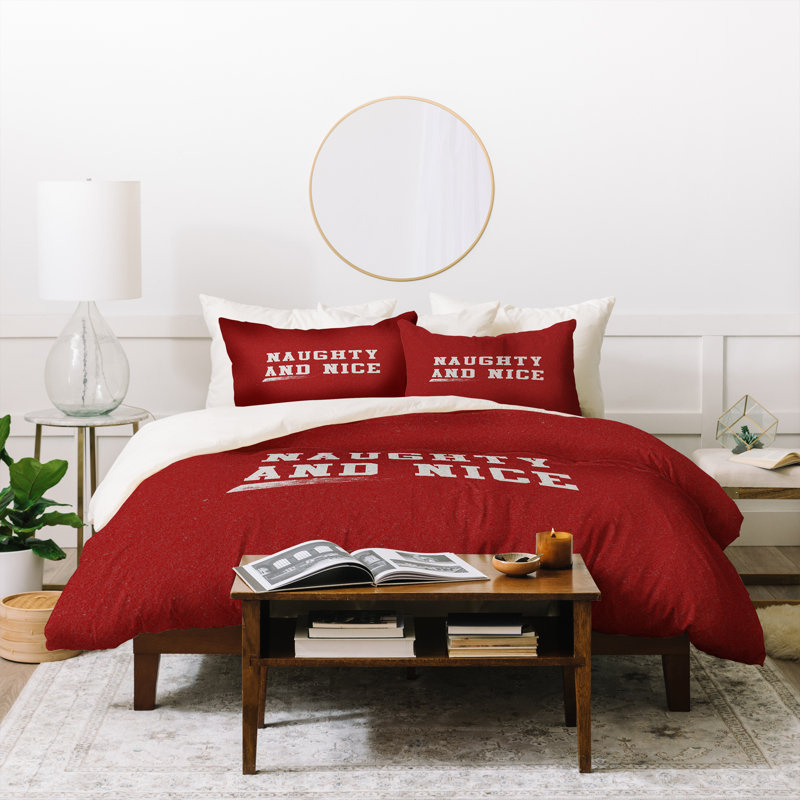 Ensemble d'édredon moderne en microfibre rouge, Édredon pour grand lit + 2 taies décoratives sta