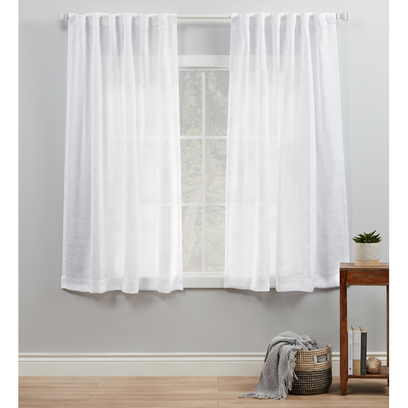 Paire de rideaux semi-transparents Leon, Blanc, l 54 po x L 63 po