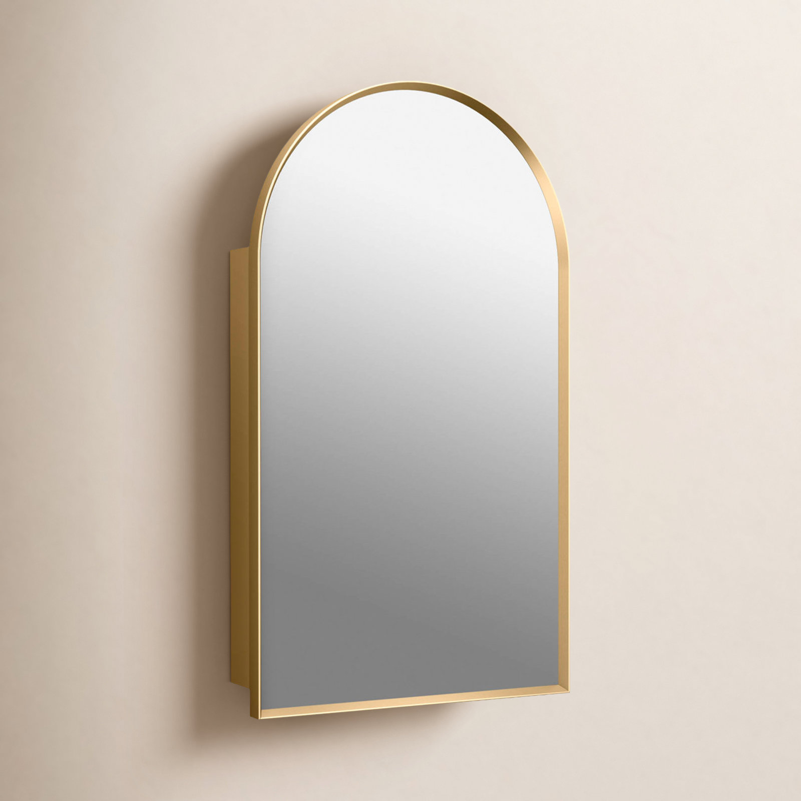 Verdera 20" X 34" Arched Framed Medicine Cabinet Left-Hinged, Gold