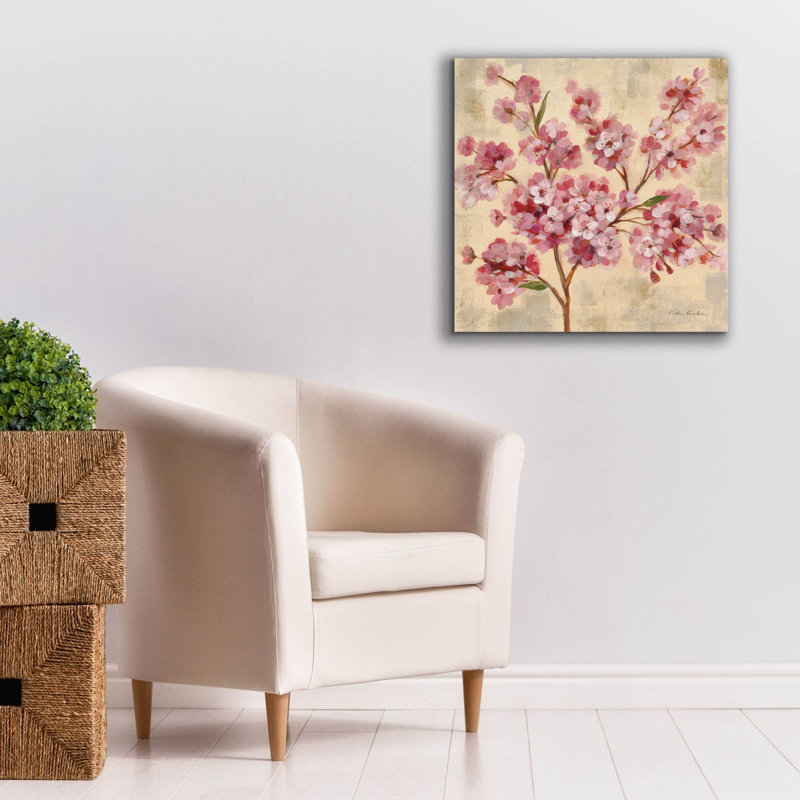  «Pink Cherry Branch 2» par Silvia Vassileva, art mural sur toile, H 26 po x l 26 po