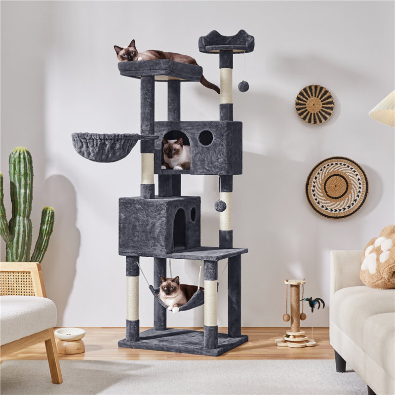 73" Fiedler Cat Tree, Dark Grey/White