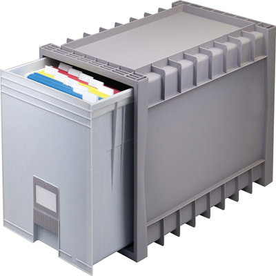 24-Inch Archive Storage Box For Letter-Size Hanging Files – Two-Tone Grey File Organizer