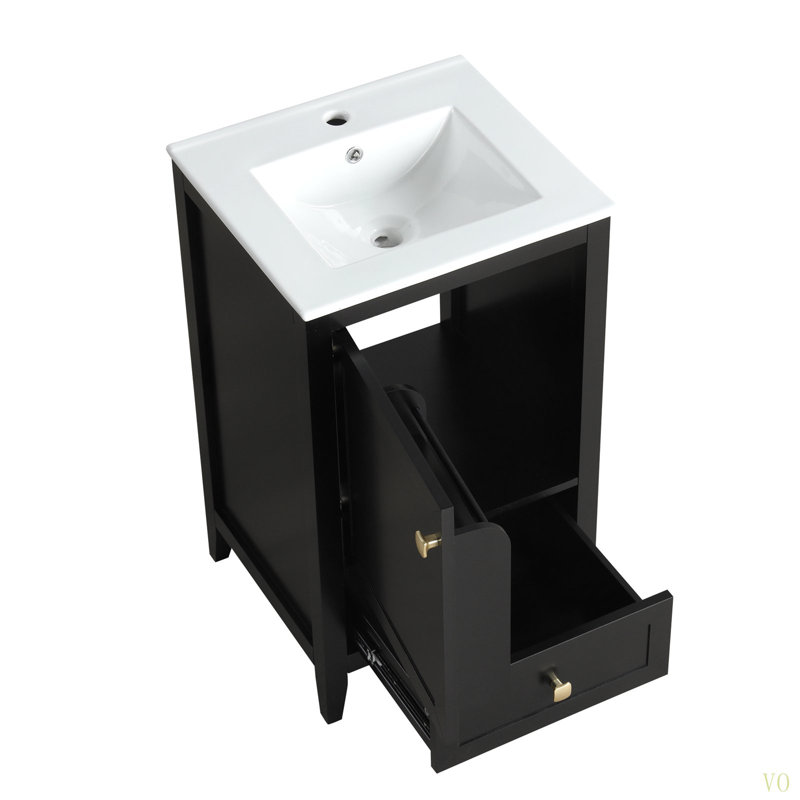 Meuble-lavabo de 20 po avec lavabo, armoire de salle de bain avec porte à fermeture douce, support de rangement et tiroir
