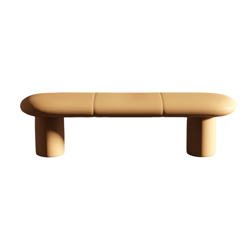 Banc de rangement en cuir clair, H 16,14 po x l 70,86 po x P 18,11 po