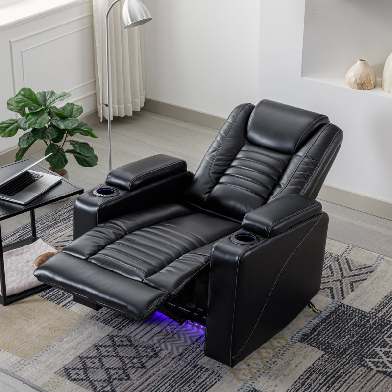 Fauteuil inclinable électrique Mykhajlo, Similicuir noir