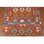 Tapis orange / rouille à motif géométrique tissé à plat à la main 6 pi 7 po x 9 pi 10 po