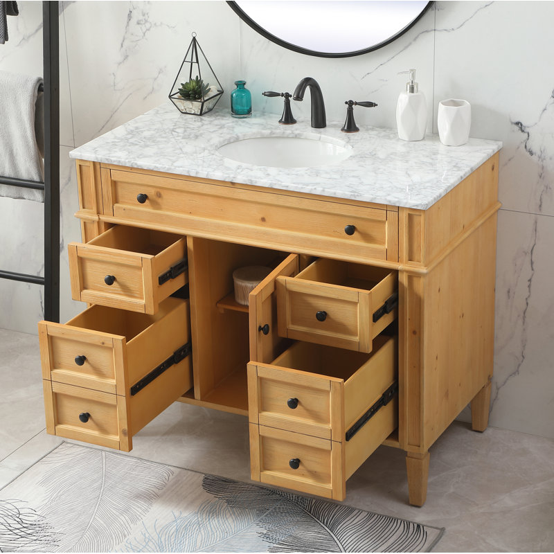 Ensemble de meuble-lavabo simple 42 po Rivers, Bois naturel