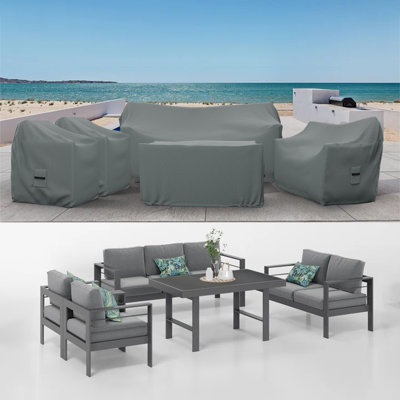 Patio Furniture Cover, 5 Piece Outdoor Furniture Covers, Water-Repellent UV & Weather-Resistant Covers for Sofa, Loveseat, Chairs & Table by Arlmont & Co.